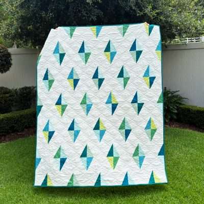 Teal/Green Modern Diamond Throw Size Quilt